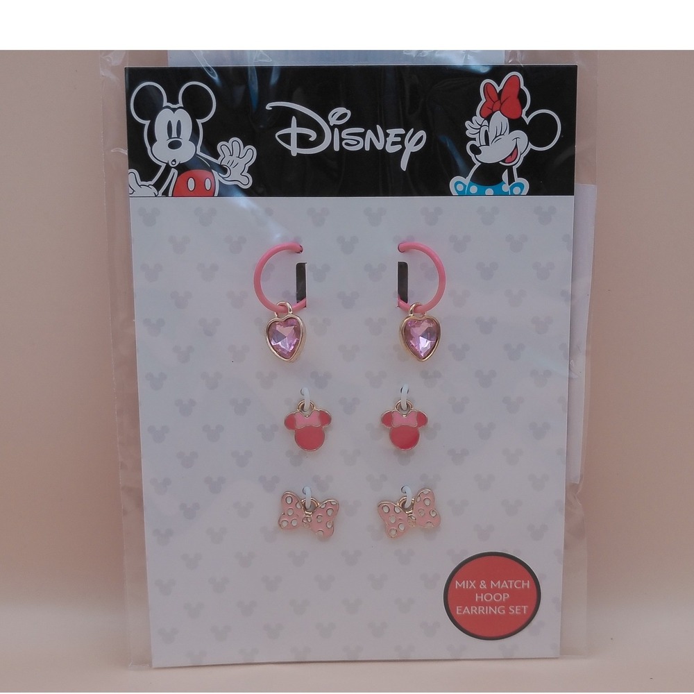 Disney Minnie Mouse Interchangeable Charm Hoop Earring NEW